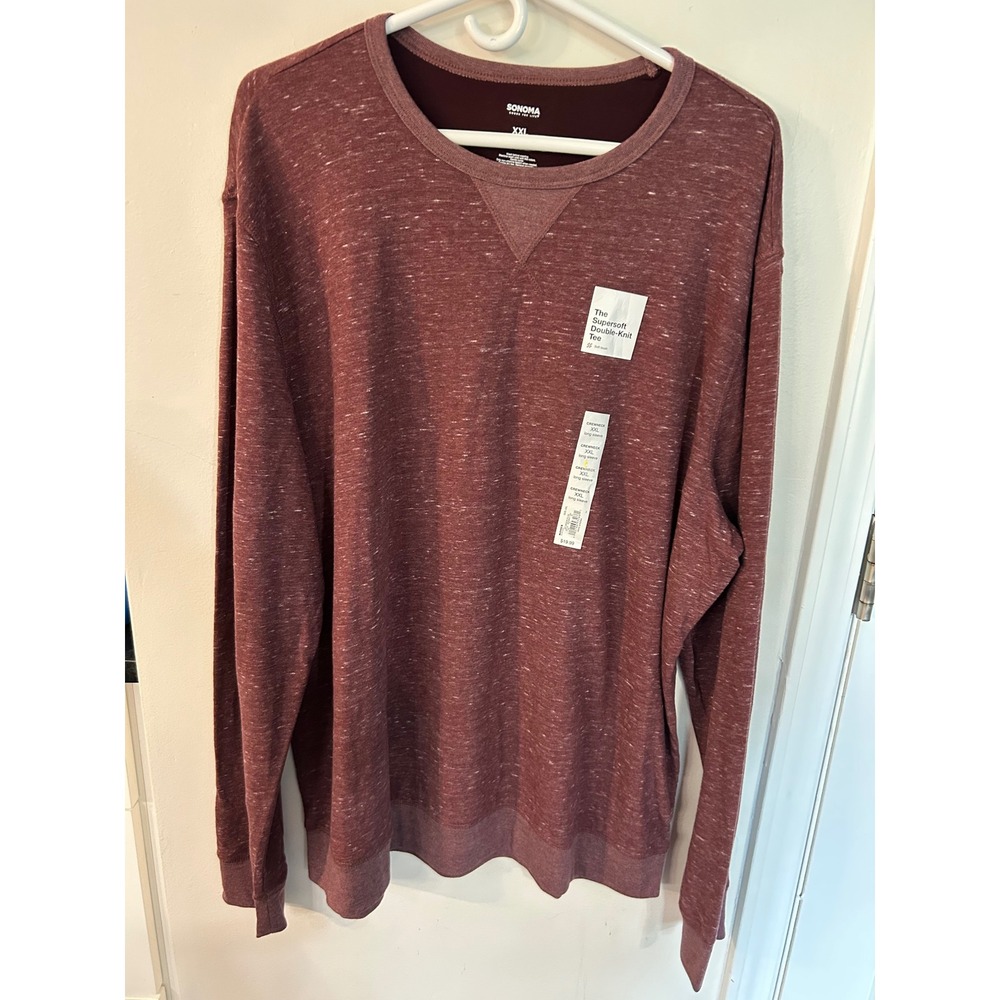 Sonoma Mens XXL Supersoft Burgandy Double-Knit Long Sleeve Tee Mason NWT
